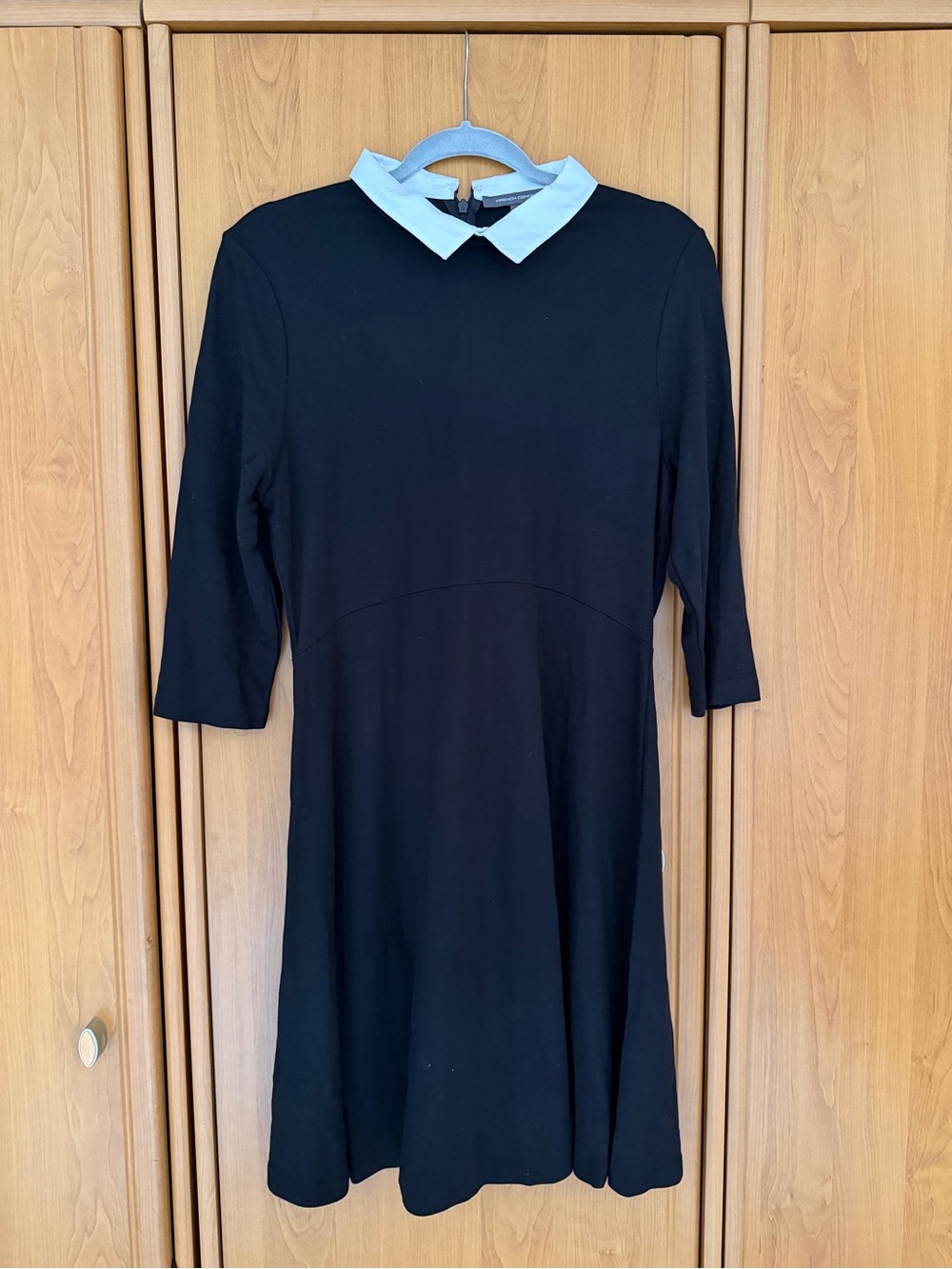French Connection Collared A-Line Dress Black White Size 10